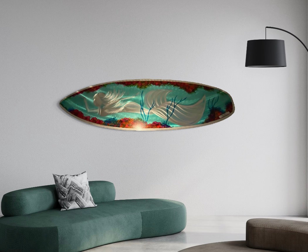 Mermaid Surfboard HAND MADE – Pete Koza Metal Art