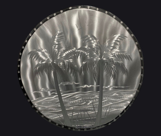Silver Palms Circle Art 24 INCH PETE KOZA METAL ART