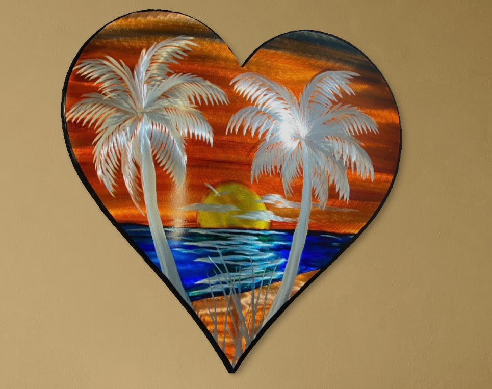 Sun Blast Orange Heart PETE KOZA METAL ART