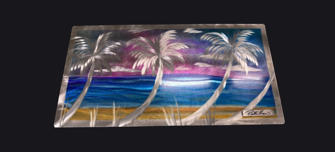 Palm tree and cotton candy vibes Pete Koza Metal Art