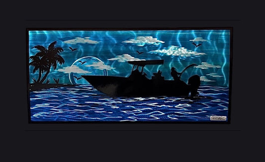 Boat Life Scene 24” x 48” made to order. PETE KOZA METAL ART