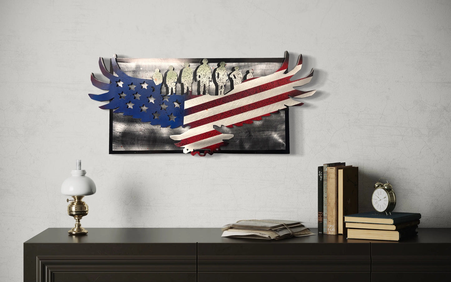 American Flag Eagle Soldier Edition Pete Koza Metal Art