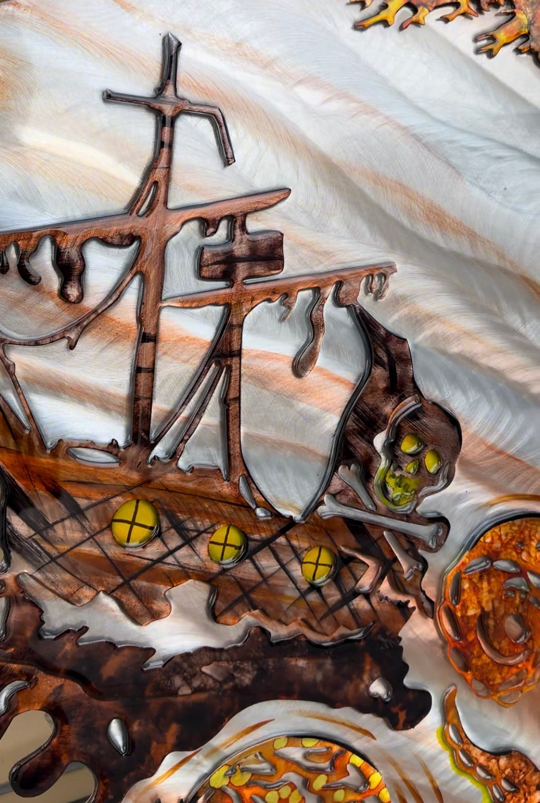 Special edition – one of a kind dash octopus metal art with epoxy resin coat Pete Koza Metal Art