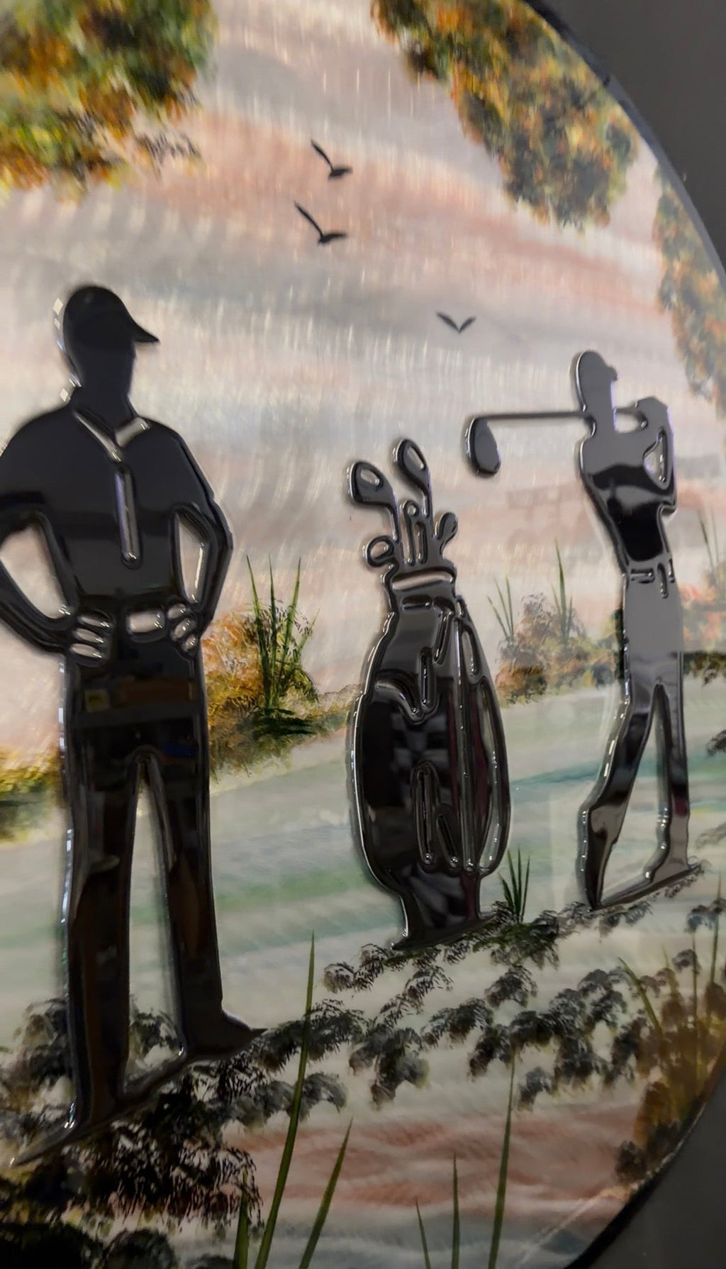 Golf n the Family special edition – one of a kind 36 inch circle Pete Koza Metal Art