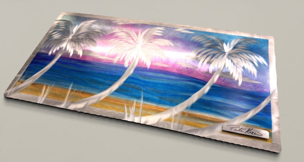 Palm tree and cotton candy vibes Pete Koza Metal Art