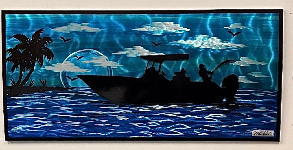 Boat Life Scene 24” x 48” made to order. PETE KOZA METAL ART