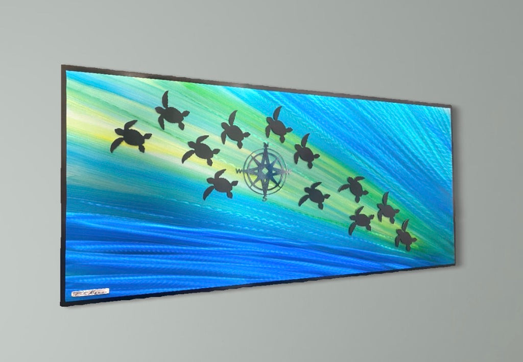 Sea Life Turtle Scene Pete Koza Metal Art