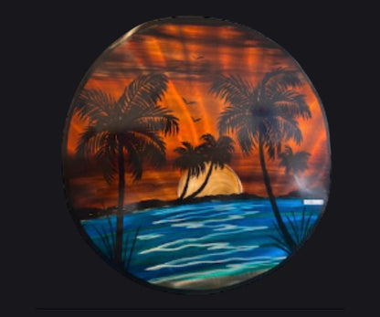 Sunset Palms By The Water Circle Art PETE KOZA METAL ART 2
