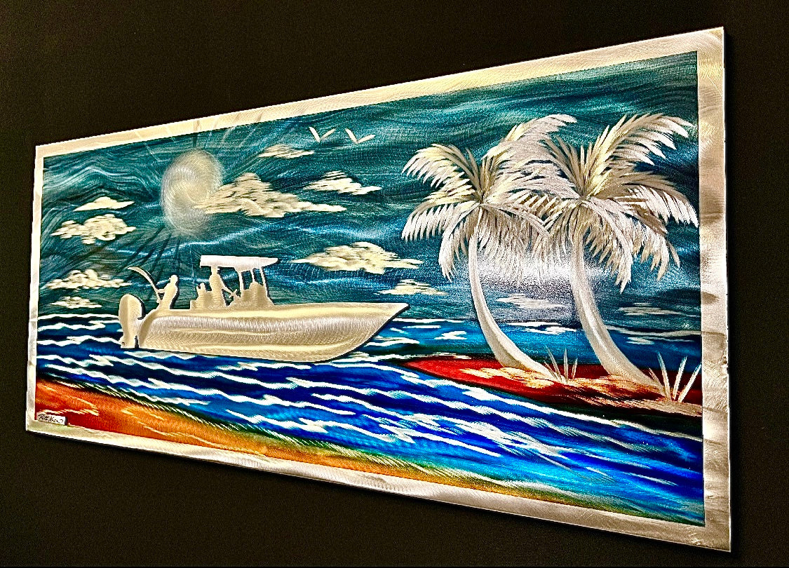 Island boater, all Designs one of a kind. Made to order as a special edition PETE KOZA METAL ART