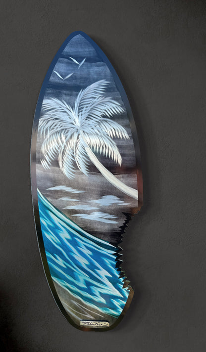 Surf shadows / palm tree Pete Koza Metal Art