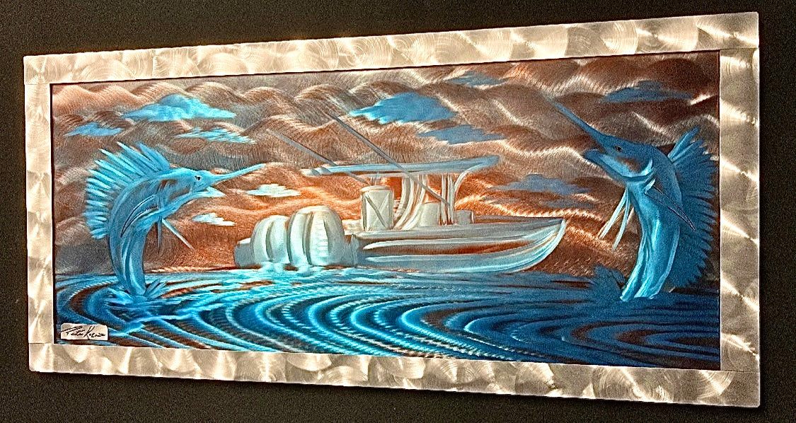 *New Sailfish Dream Hand Etched Edition *One Of A Kind* PETE KOZA METAL ART