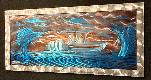 *New Sailfish Dream Hand Etched Edition *One Of A Kind* PETE KOZA METAL ART