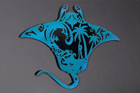 Teal Ocean Stingray METAL WALL ART PETE KOZA METAL ART