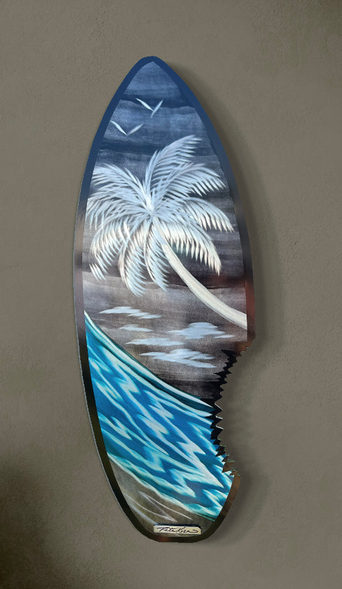 Surf shadows / palm tree Pete Koza Metal Art