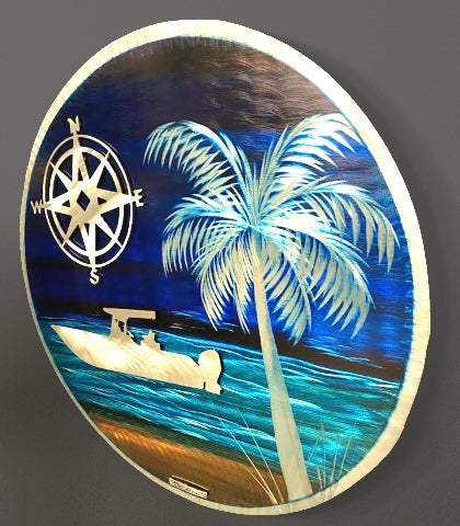 Circle Blue Seas Pete Koza Metal Art