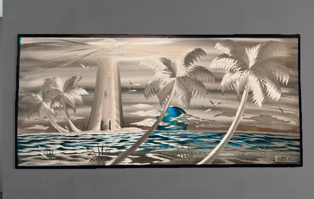 Silver Lighthouse Island Palms "Special Edition" PETE KOZA METAL ART
