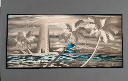 Silver Lighthouse Island Palms "Special Edition" PETE KOZA METAL ART