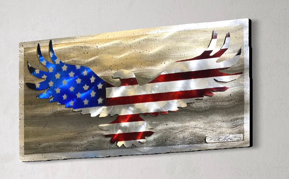 USA Bald Eagle 12'' X 24'' PETE KOZA METAL ART