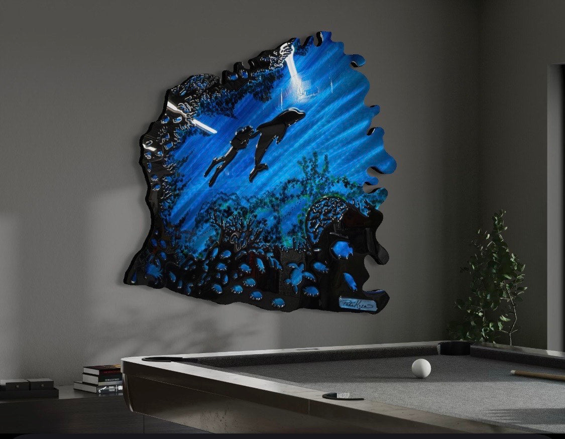 ONE OF A KIND - SPECIAL EDITION - DEEP DIVE INTO THE BLUE 40'' Pete Koza Metal Art