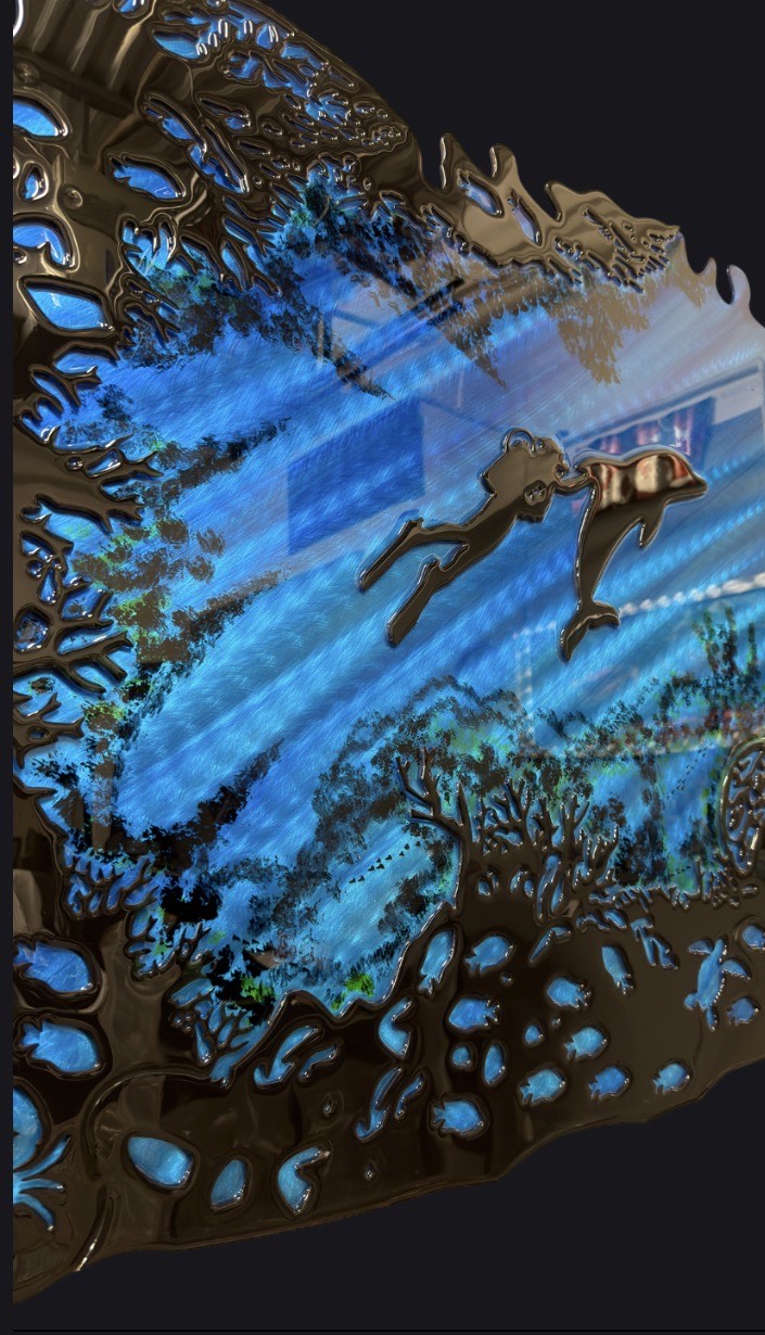 ONE OF A KIND - SPECIAL EDITION - DEEP DIVE INTO THE BLUE 40'' Pete Koza Metal Art