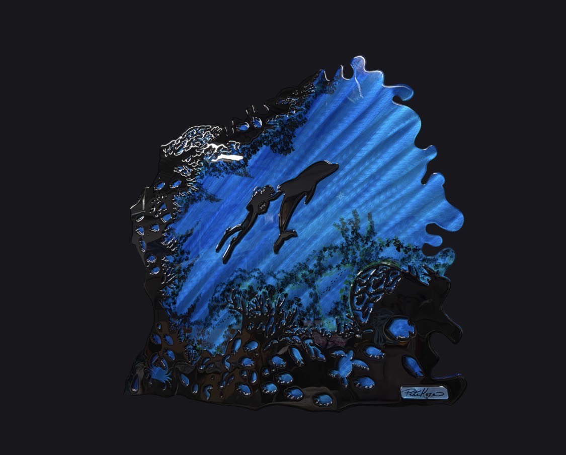 ONE OF A KIND - SPECIAL EDITION - DEEP DIVE INTO THE BLUE 40'' Pete Koza Metal Art