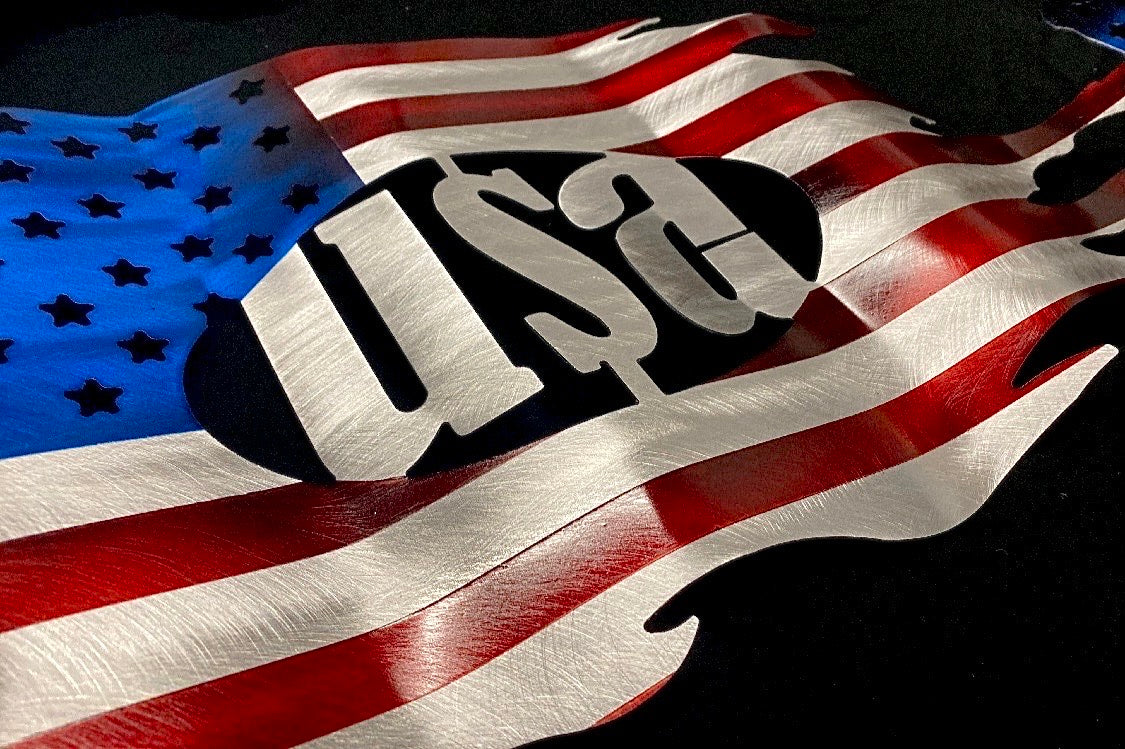 USA Flag HandMade Aluminum Design, CNC Cut, PETE KOZA METAL ART