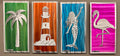 4 Piece Set Mermaid, Palm Tree, Lighthouse, Flamingo PETE KOZA METAL ART