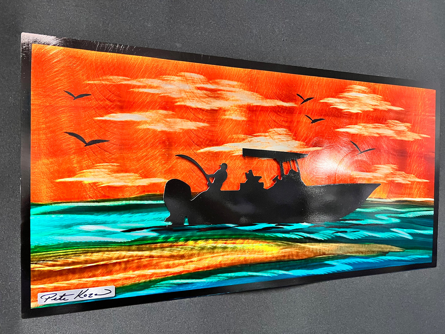 Boatlife Sandbar Scene - Pete Koza Metal Art