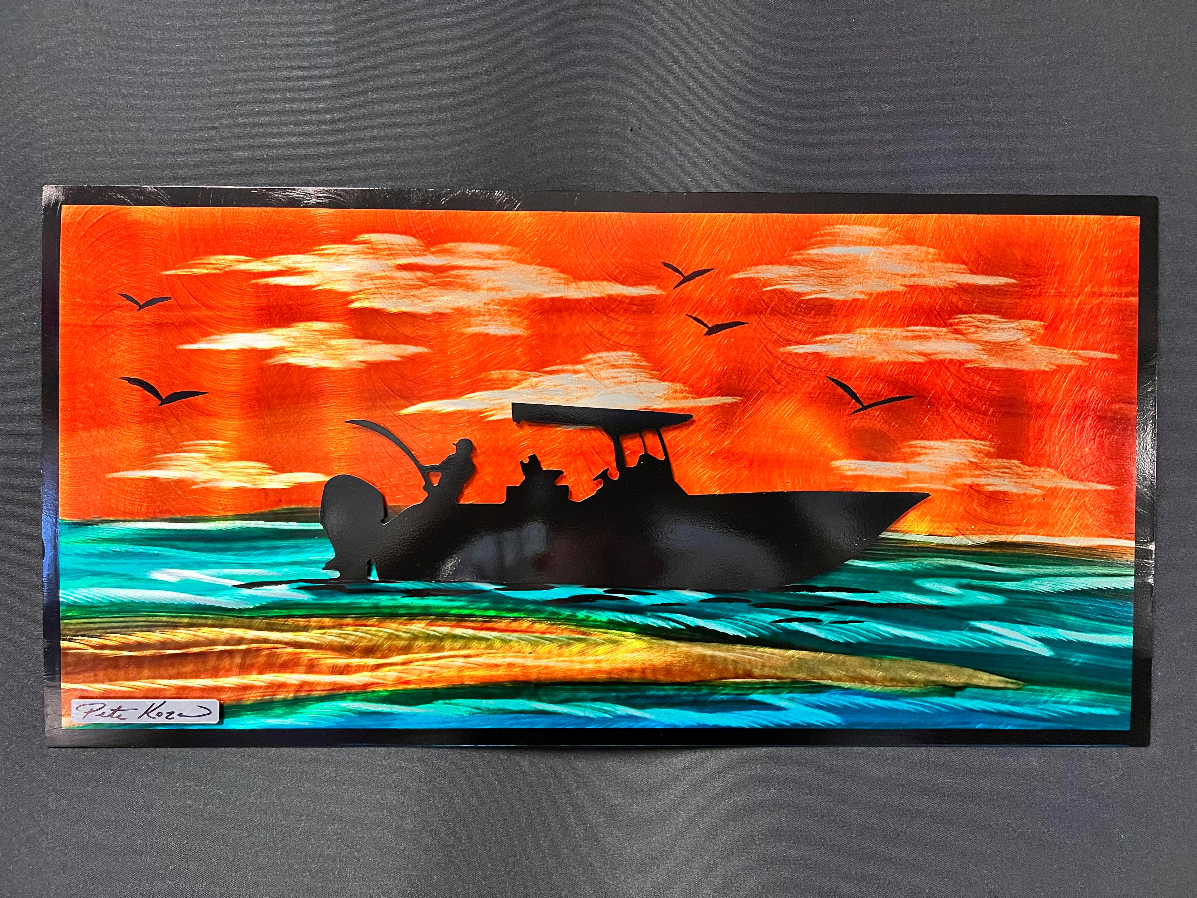 Boatlife Sandbar Scene PETE KOZA METAL ART