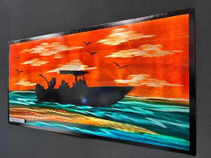 Boatlife Sandbar Scene - Pete Koza Metal Art