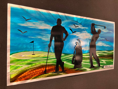 Golf Day Scene - Pete Koza Metal Art
