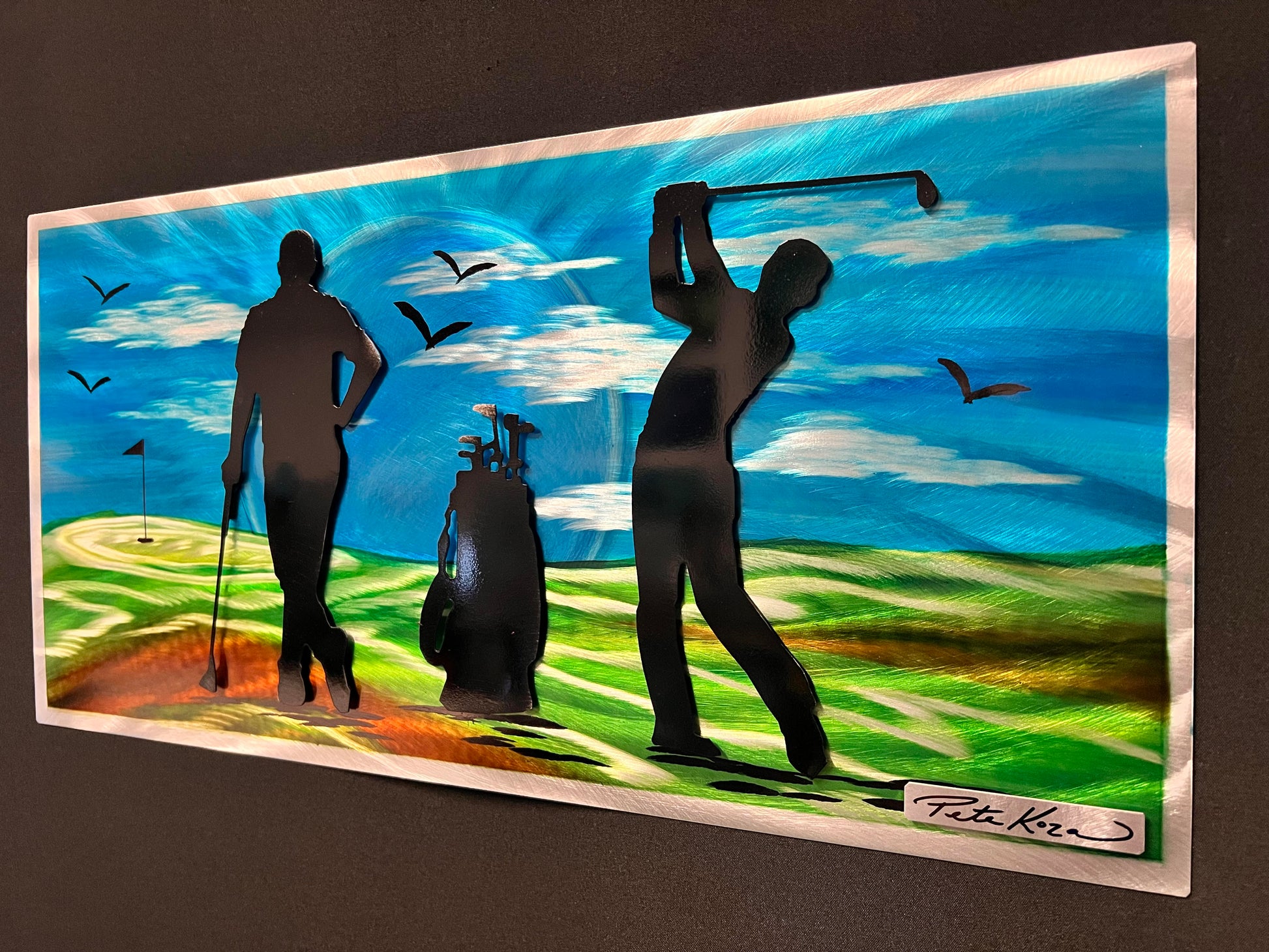Golf Day Scene - Pete Koza Metal Art
