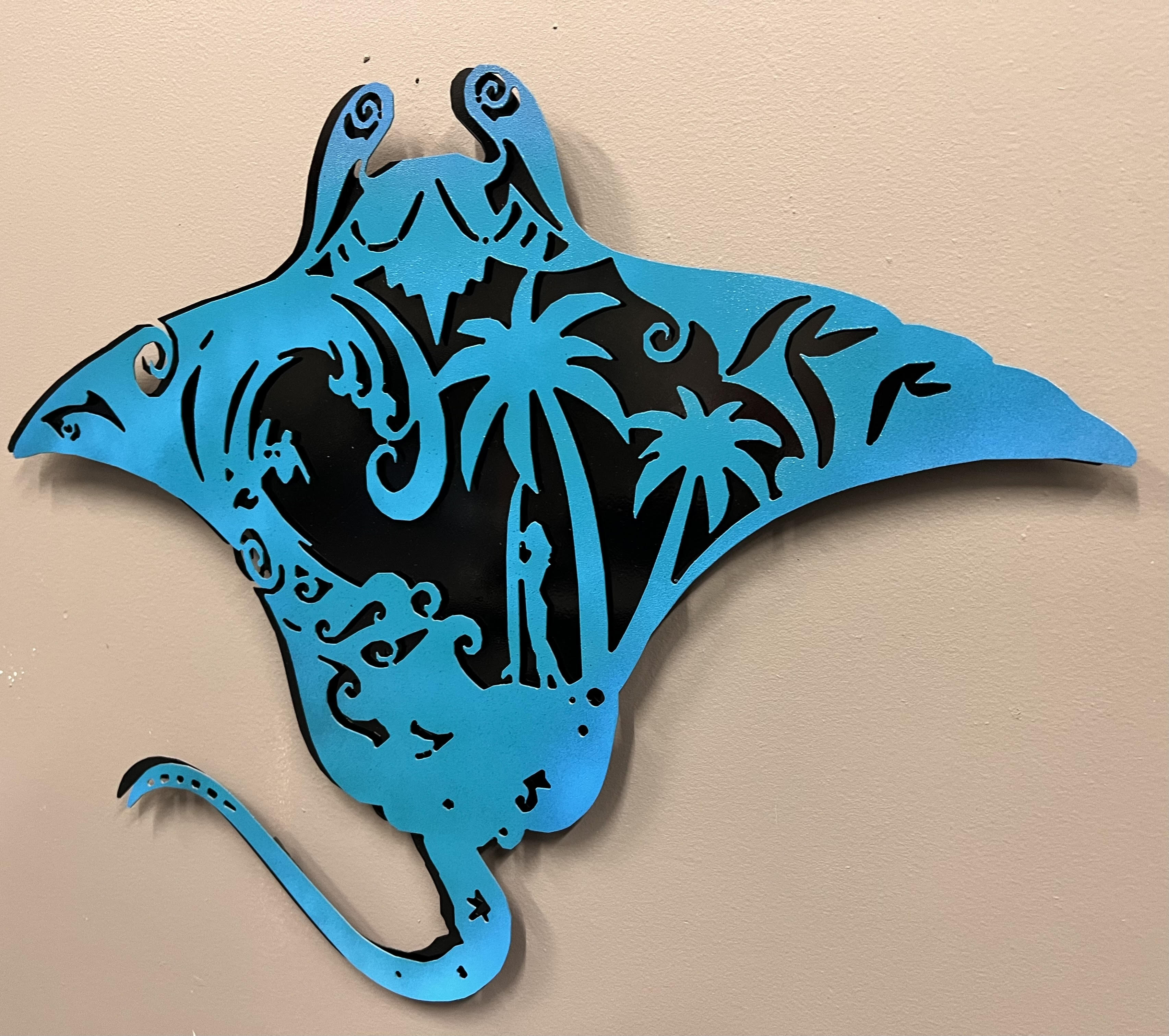 Teal Ocean Stingray PETE KOZA METAL ART