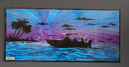 Purple Passion Skis Boating Scene "One Of A Kind" Only One Available Order Now! PETE KOZA METAL ART