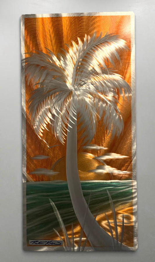 Sunburst Palms MEDIUM 12 X 24 Inch PETE KOZA METAL ART