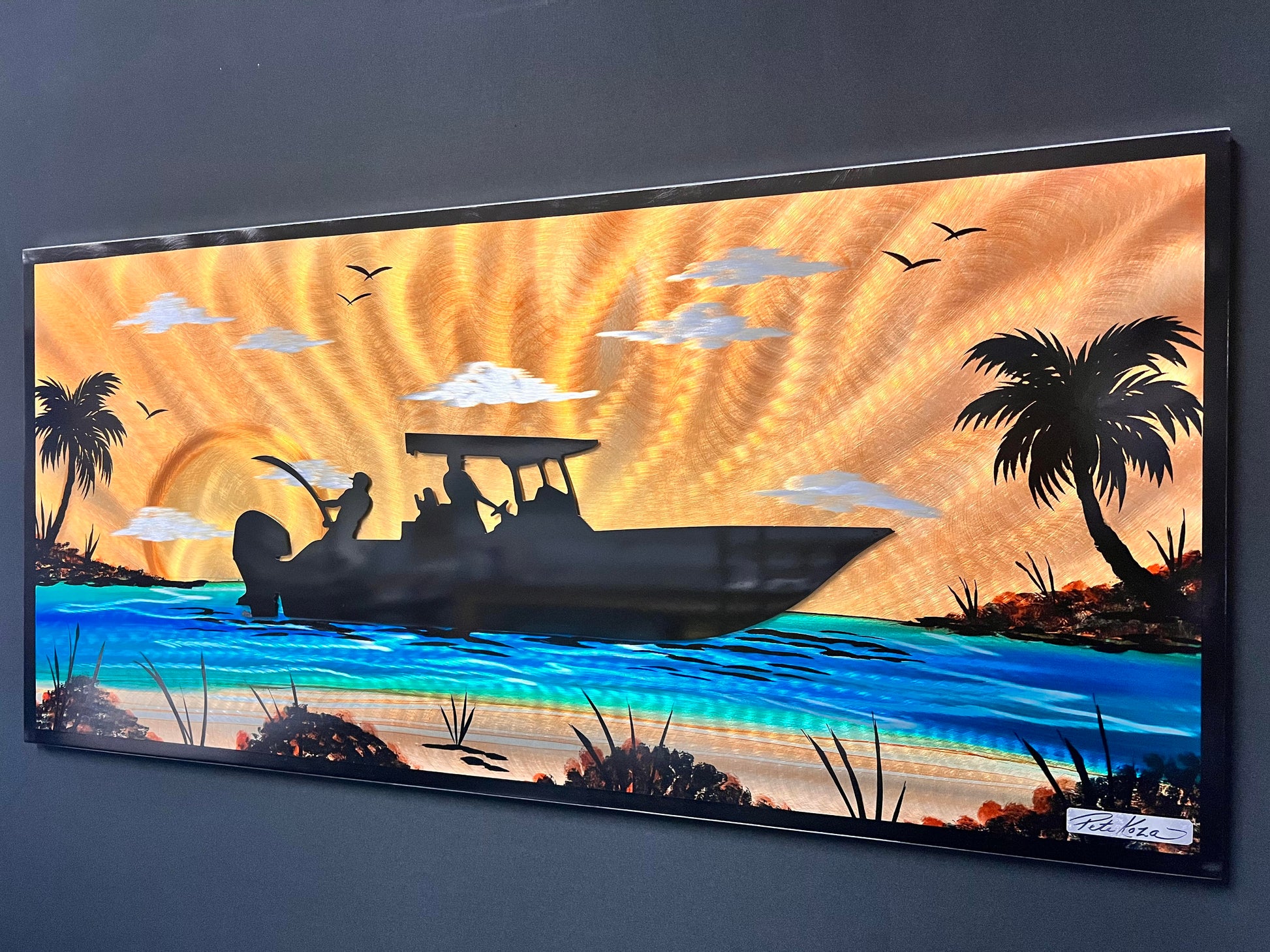 Boating Island Life Scene *One Of A Kind* (Popular) - Pete Koza Metal Art
