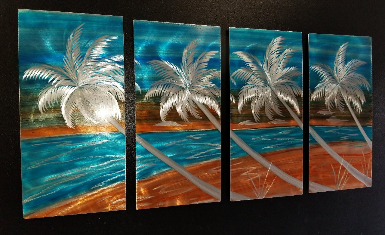 4 Panel Beach Vibe PETE KOZA METAL ART 2