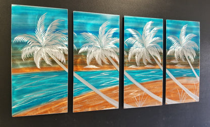 4 Panel Beach Vibe PETE KOZA METAL ART 2