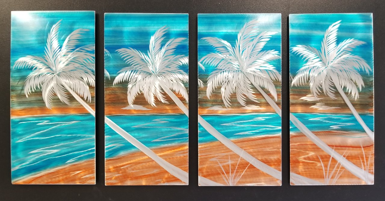 4 Panel Beach Vibe PETE KOZA METAL ART 2