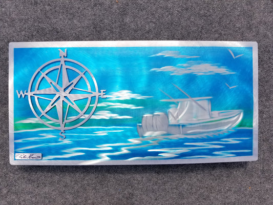 Boating Deep Blue/Compass Rose PETE KOZA METAL ART 2