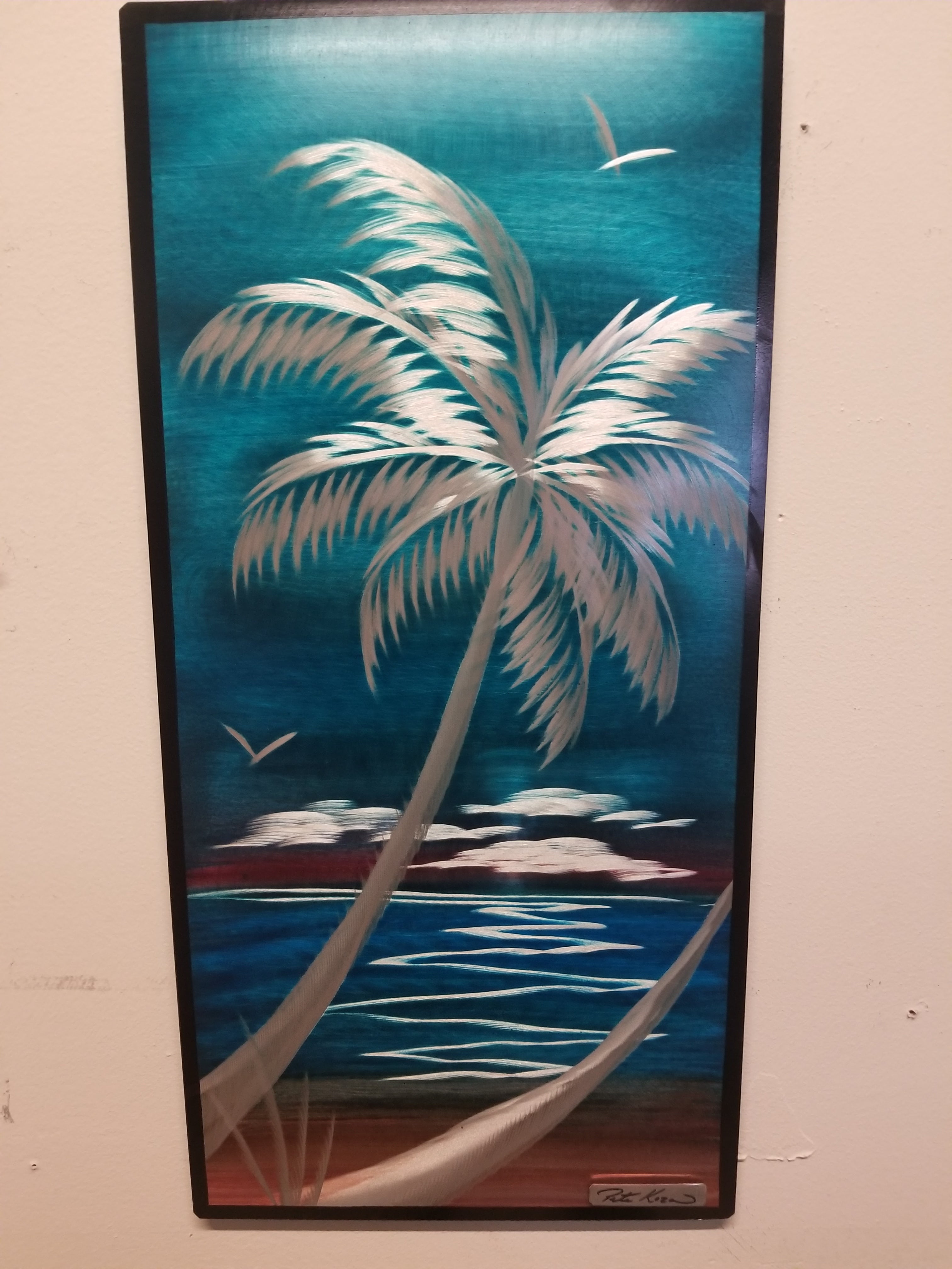 Vertical Palms Sunburst 12"x 24" PETE KOZA METAL ART