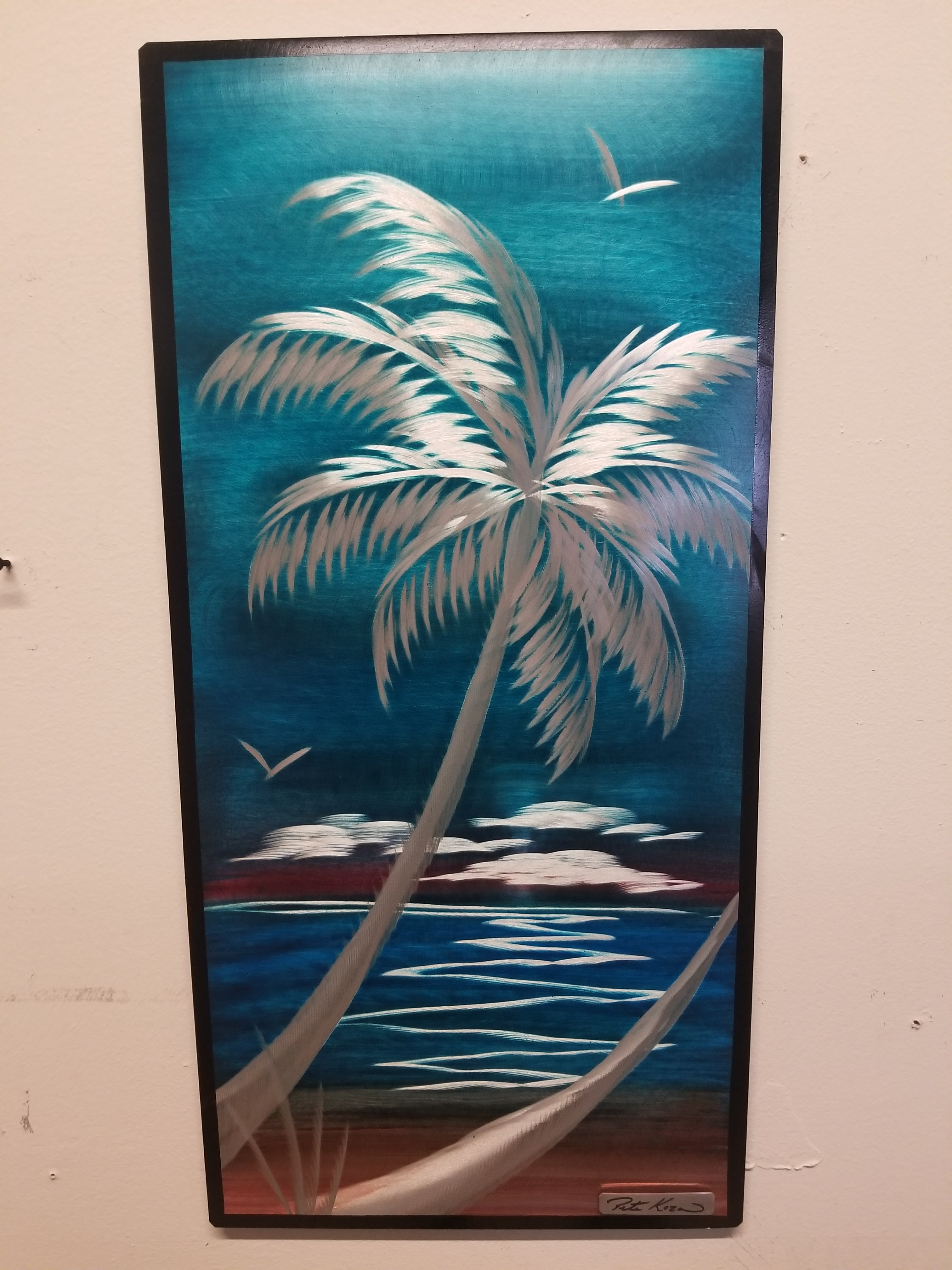 Vertical Palms Sunburst 12"x 24" PETE KOZA METAL ART