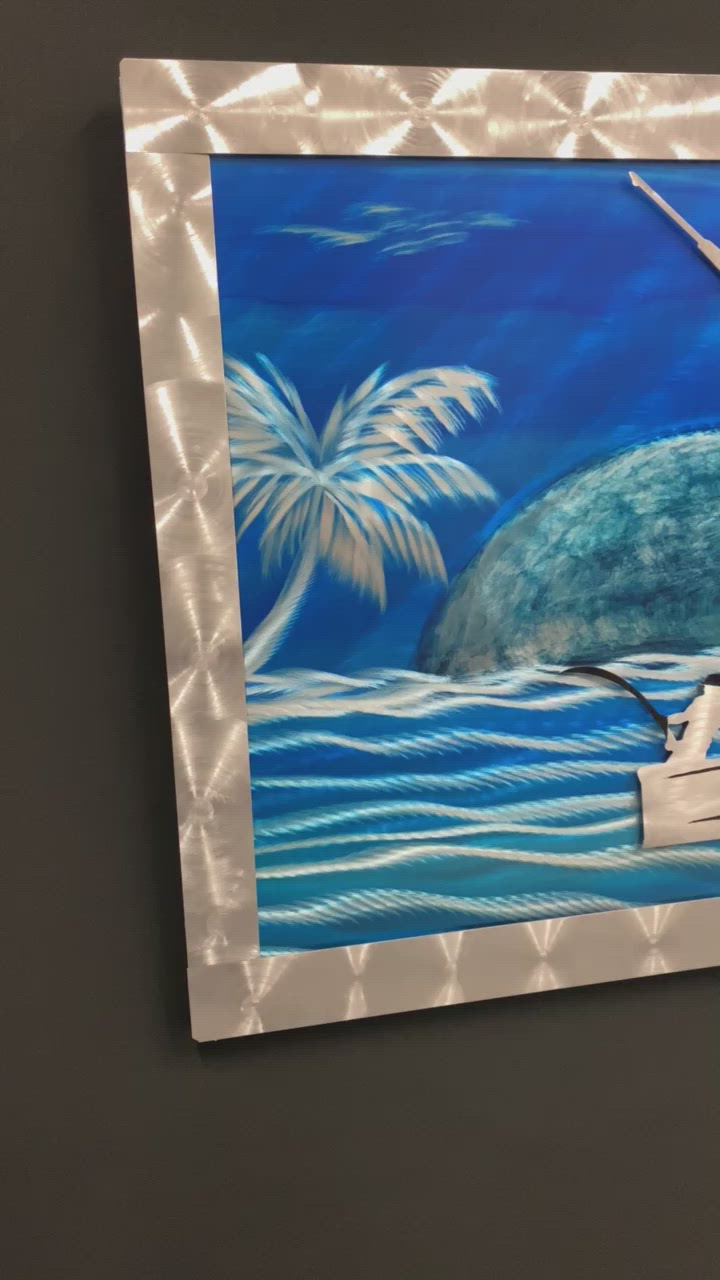 Boating Under The Blue Moon - Large 24'' x 48'' WALL ART