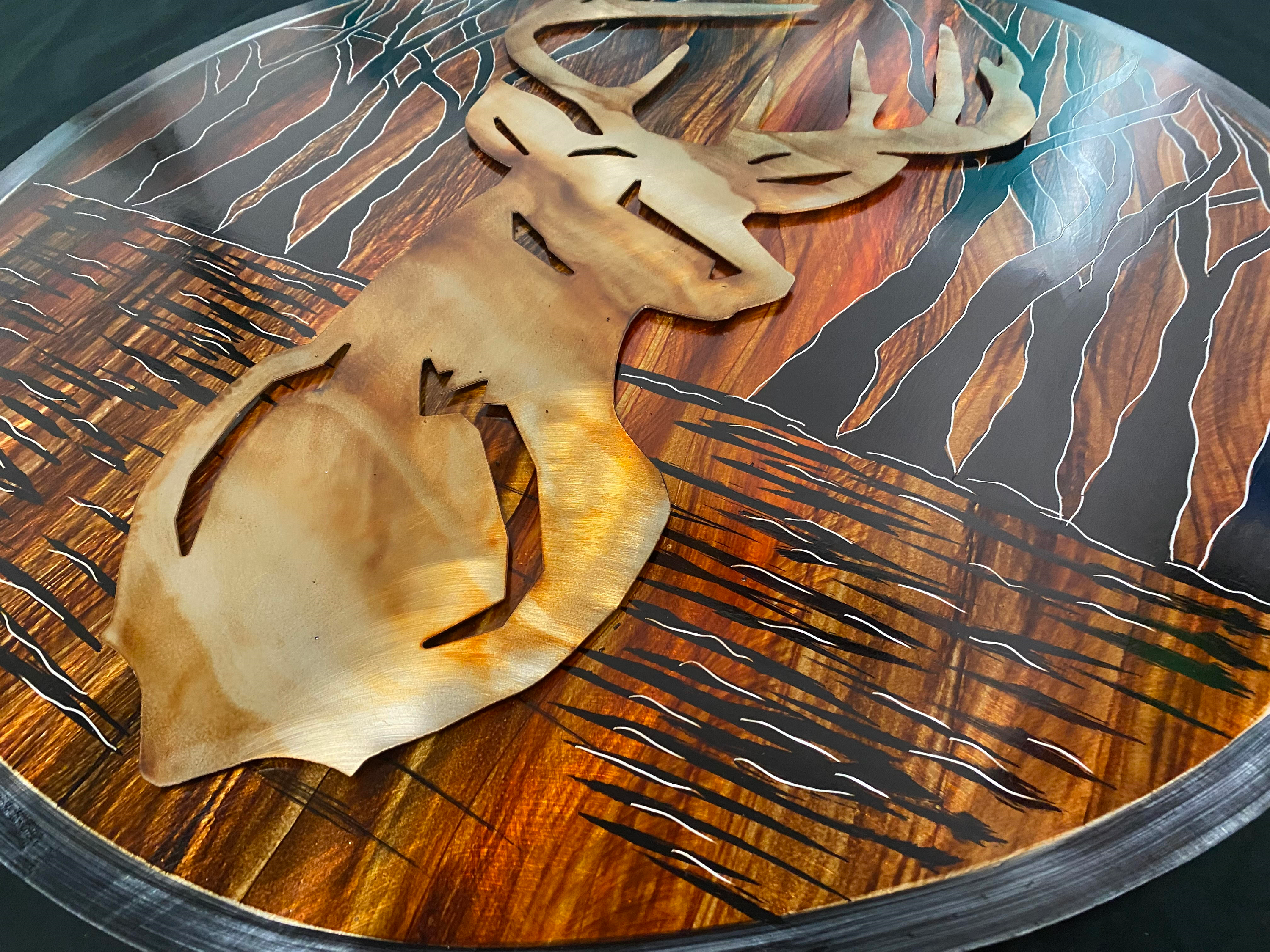 Forest Deer Scene Pete Koza Metal Art