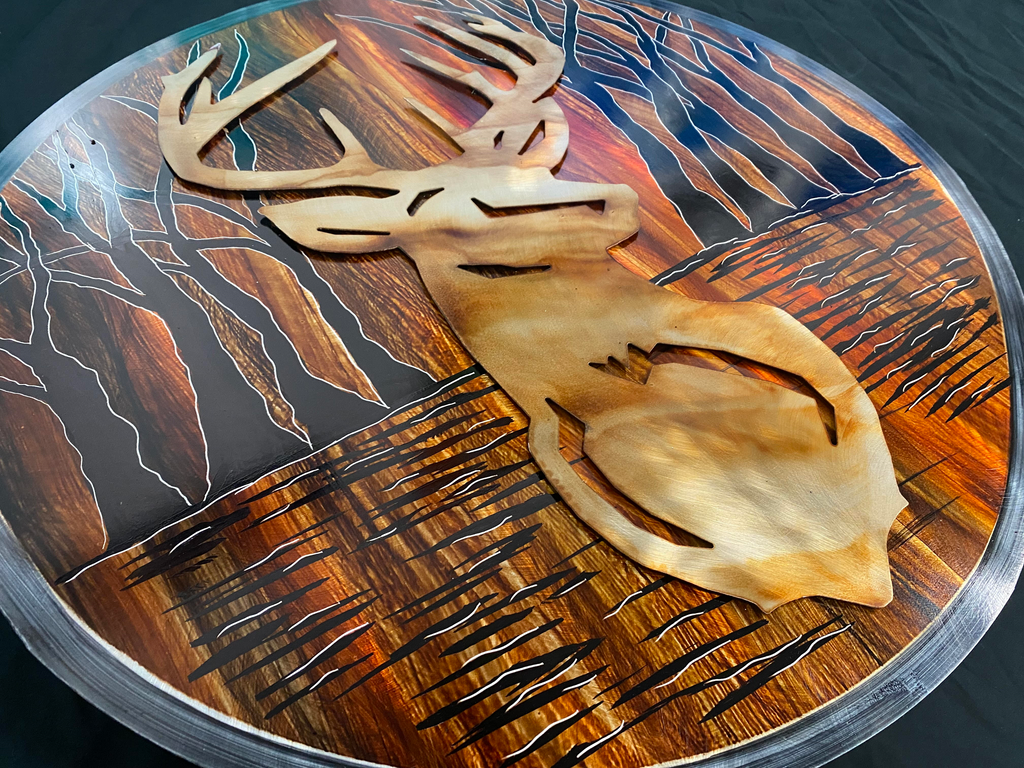 Forest Deer Scene Pete Koza Metal Art