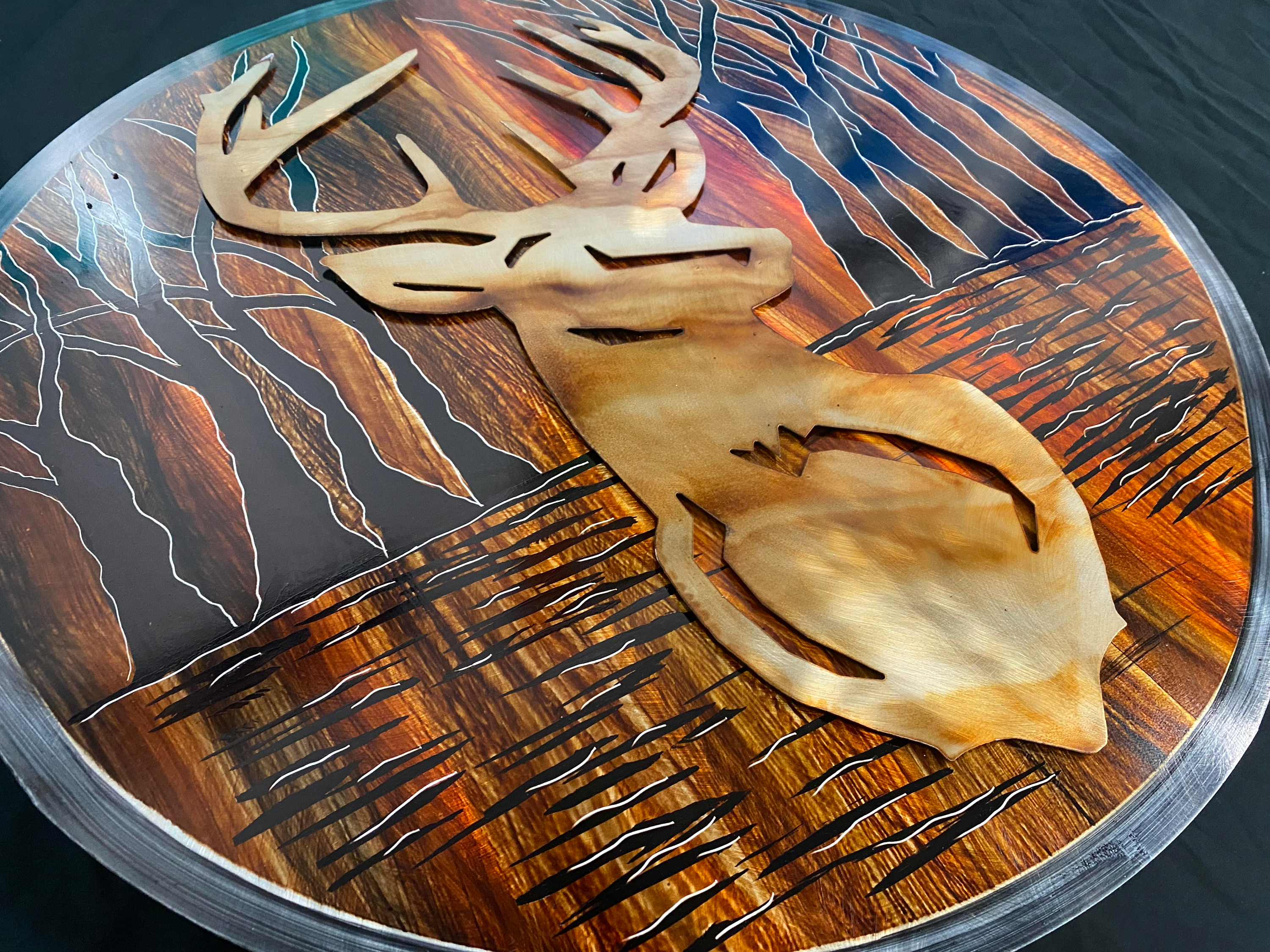 Forest Deer Scene Pete Koza Metal Art