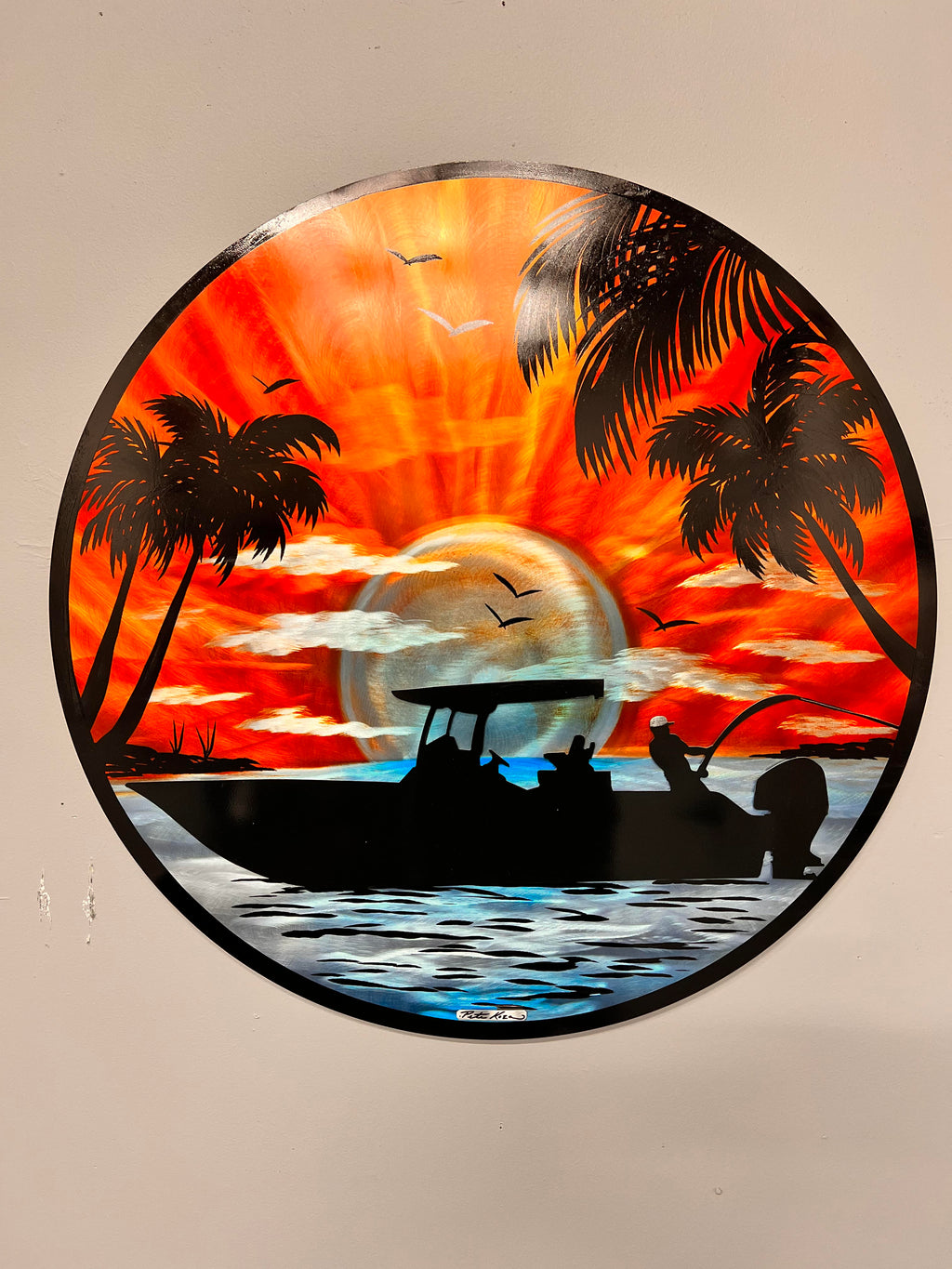 Fishing Sunset Vibes "One Of A Kind" Pete Koza Metal Art