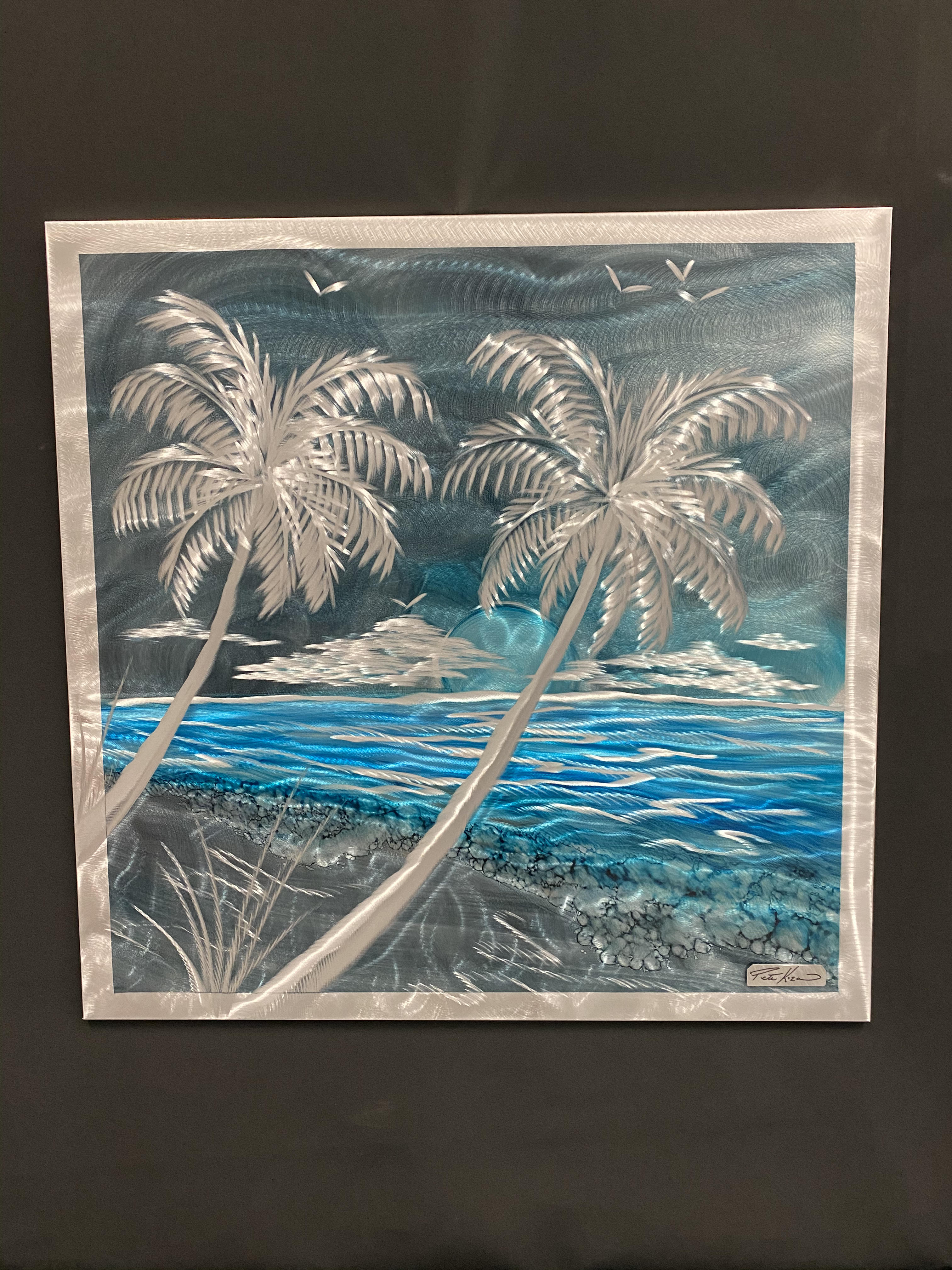 Grey/Dark Vibrant Palm Beach "One Of A Kind" PETE KOZA METAL ART