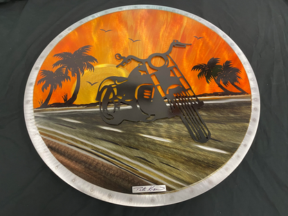 Motorcycle Palms Pete Koza Metal Art