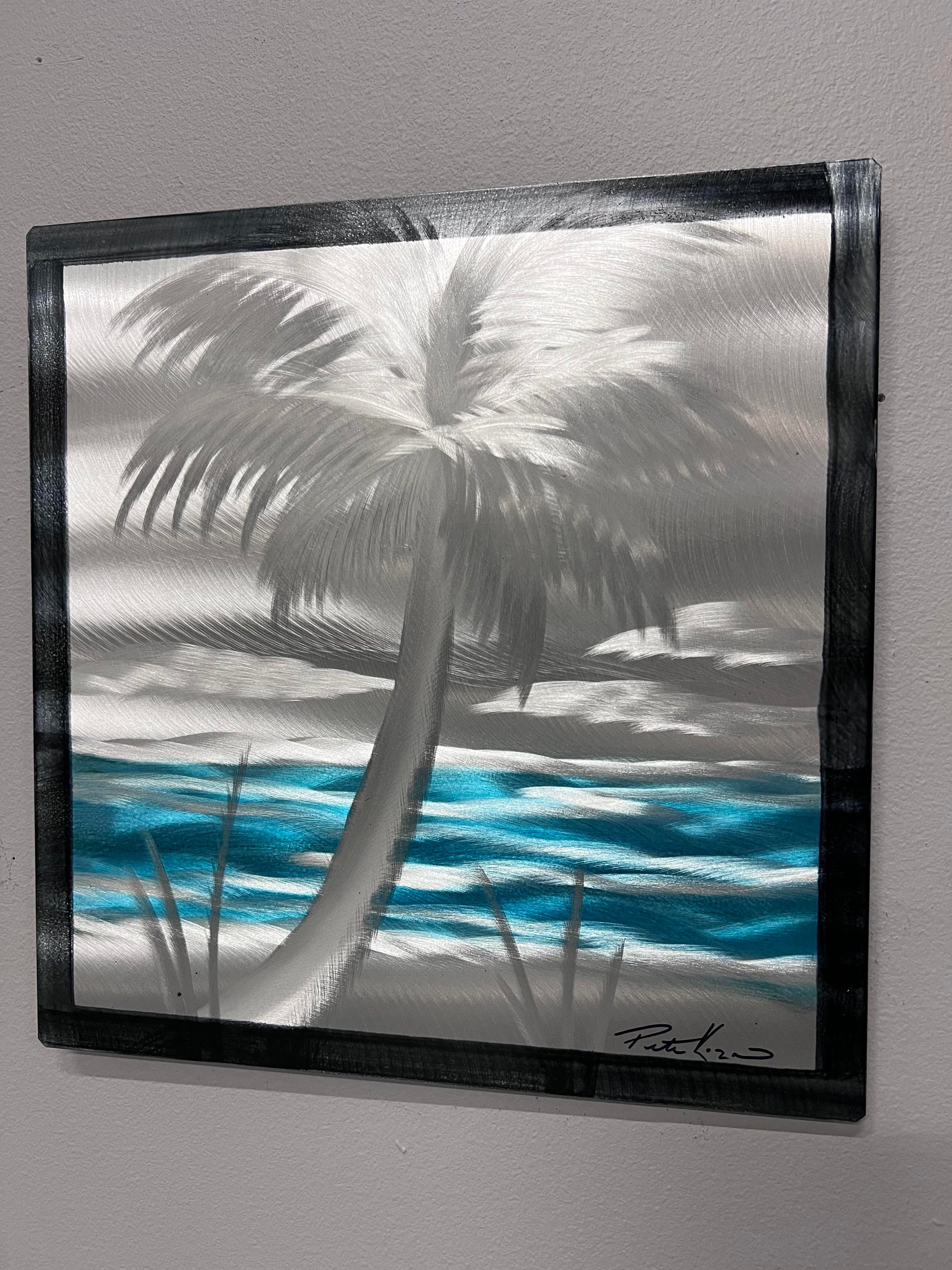 Blue Waters Palm Pete Koza Metal Art
